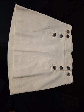 Express Cream Scalloped-Edge Mini Skirt